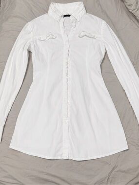 White Long-Sleeve Button-Up Women's Shirt